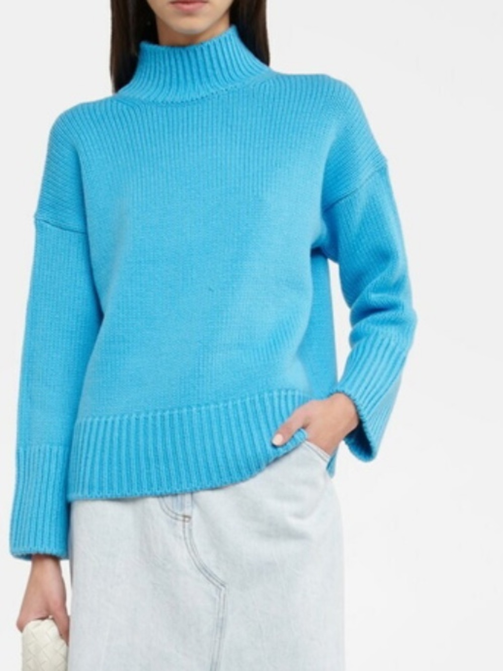 Vince Sweater Wool Cashmere jumper mock neck blue